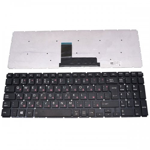 Клавиатура за лаптоп Toshiba Satellite L50-B C55-C L50-C L70-C S50-B P50-C P50D-C P50T-C P55W-C S50D-B S50T-B Radius P50W-C P55W-C - Черна Без Рамка с Голям Ентър (No Frame Black UK With BG) с Кирилица