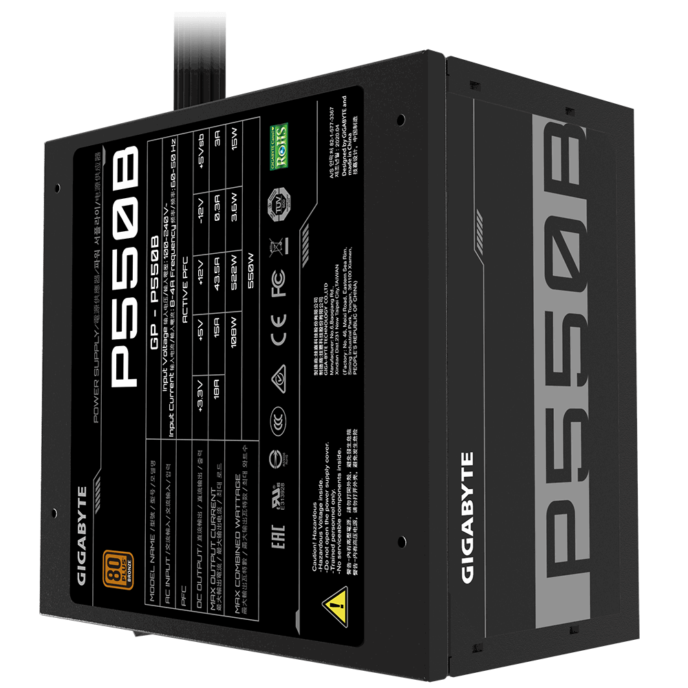 Захранващ блок Gigabyte , 550W, 80+, Bronze - GP-P550B