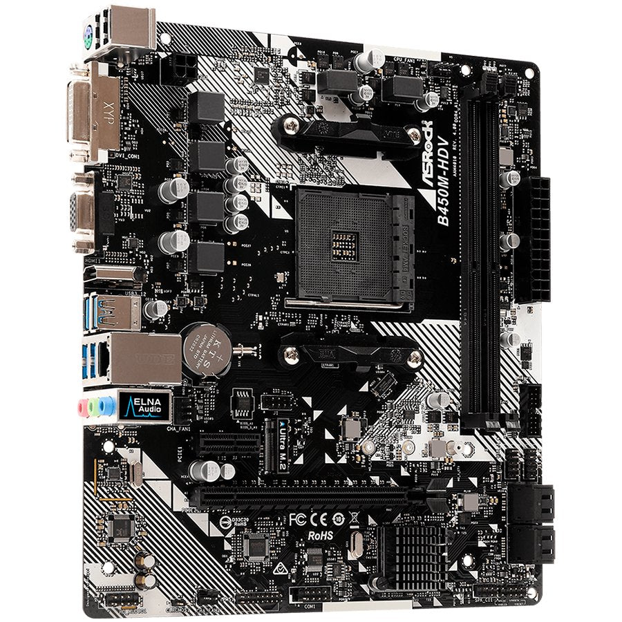 Дънна платка ASROCK Desktop B450M-HDV R4.0 (SAM4,2xDDR4,1xPCI 3.0x16,1xPCI Ex1,SATA III - B450M-HDV_R4.0