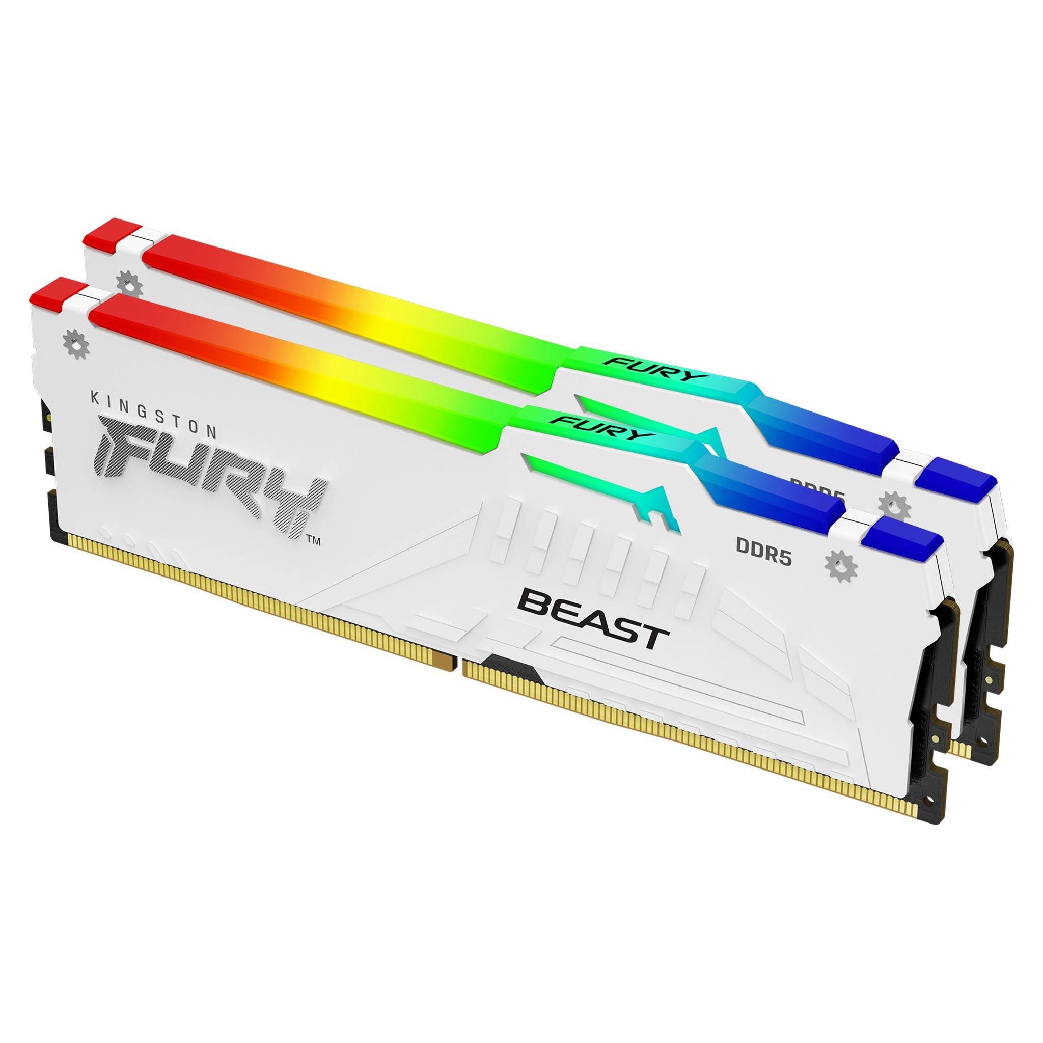 Памет Kingston FURY Beast White RGB 32GB(2x16GB) DDR5 6000MHz CL40 - KF560C36BWE2AK2-32