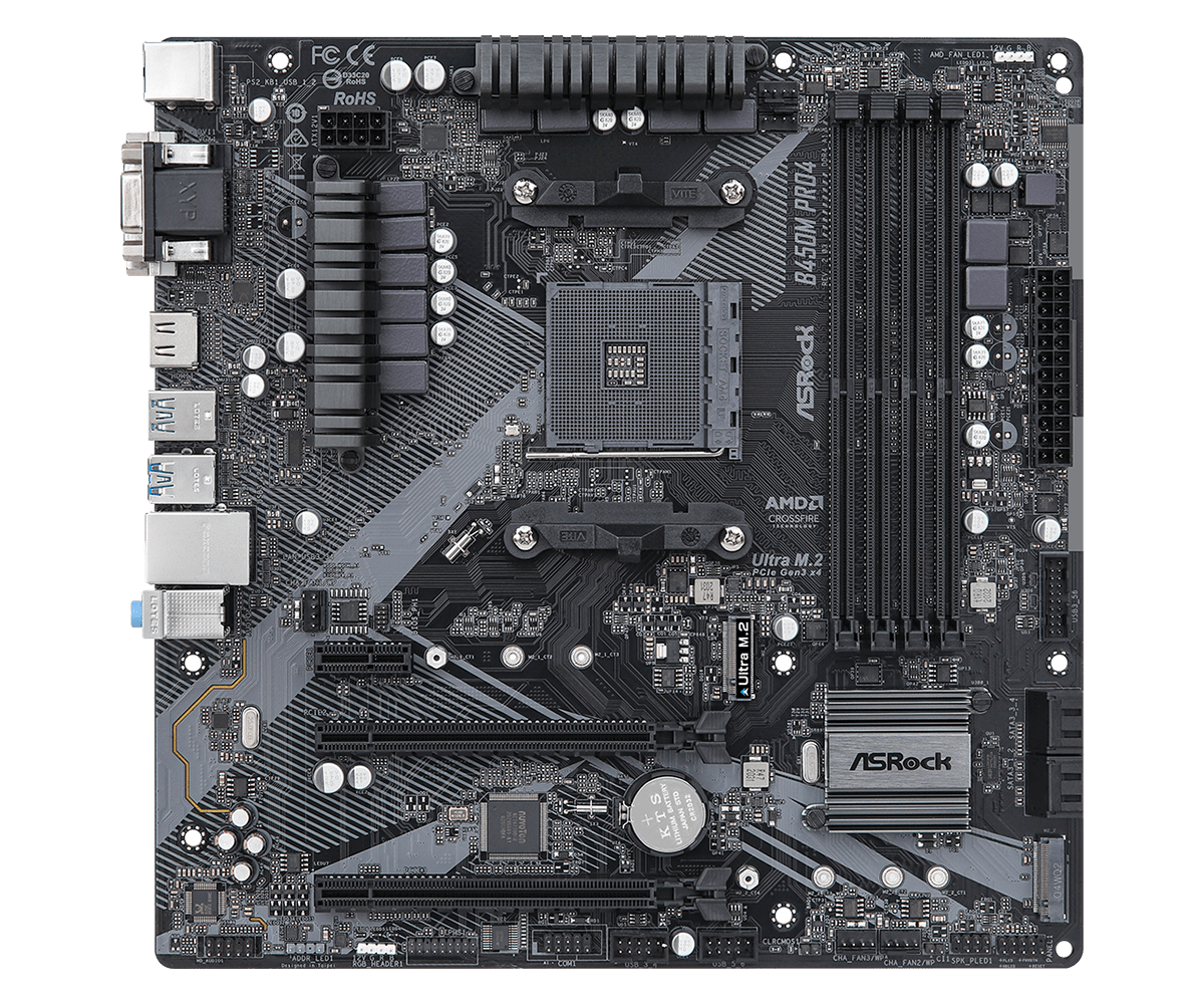 Дънна платка ASROCK B450M PRO4 R2.0 / AM4 - 65781