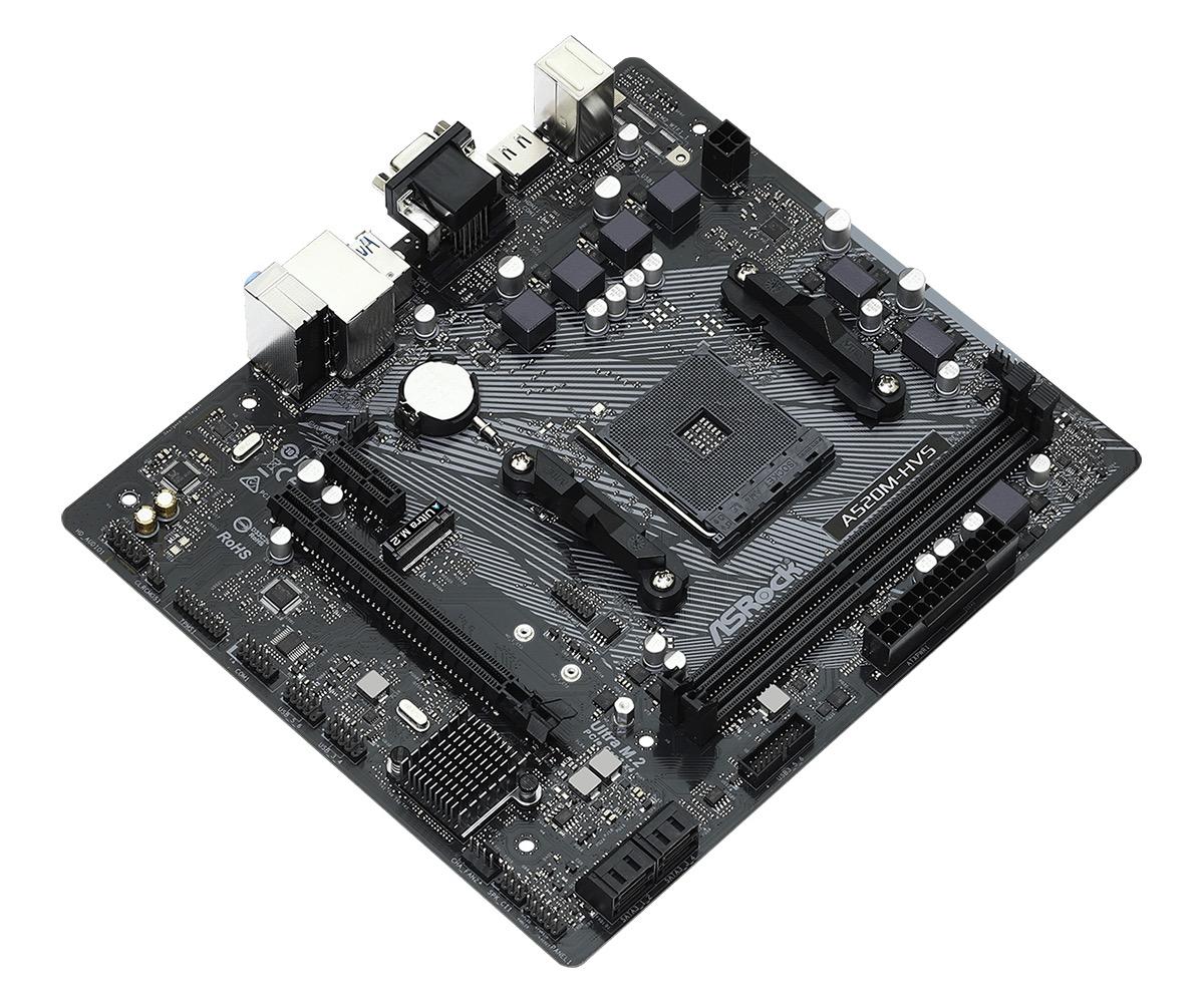 Дънна платка ASRock A520M-HVS, Socket AM4, mATX, 2xDDR4, M.2 NVMe - ASR-MB-A520M-HVS