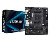 Дънна платка ASRock A520M-HVS, Socket AM4, mATX, 2xDDR4, M.2 NVMe - ASR-MB-A520M-HVS thumbnail 1