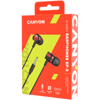 CANYON Stereo earphones with microphone, 1.2M, red - CNE-CEP3R thumbnail 3