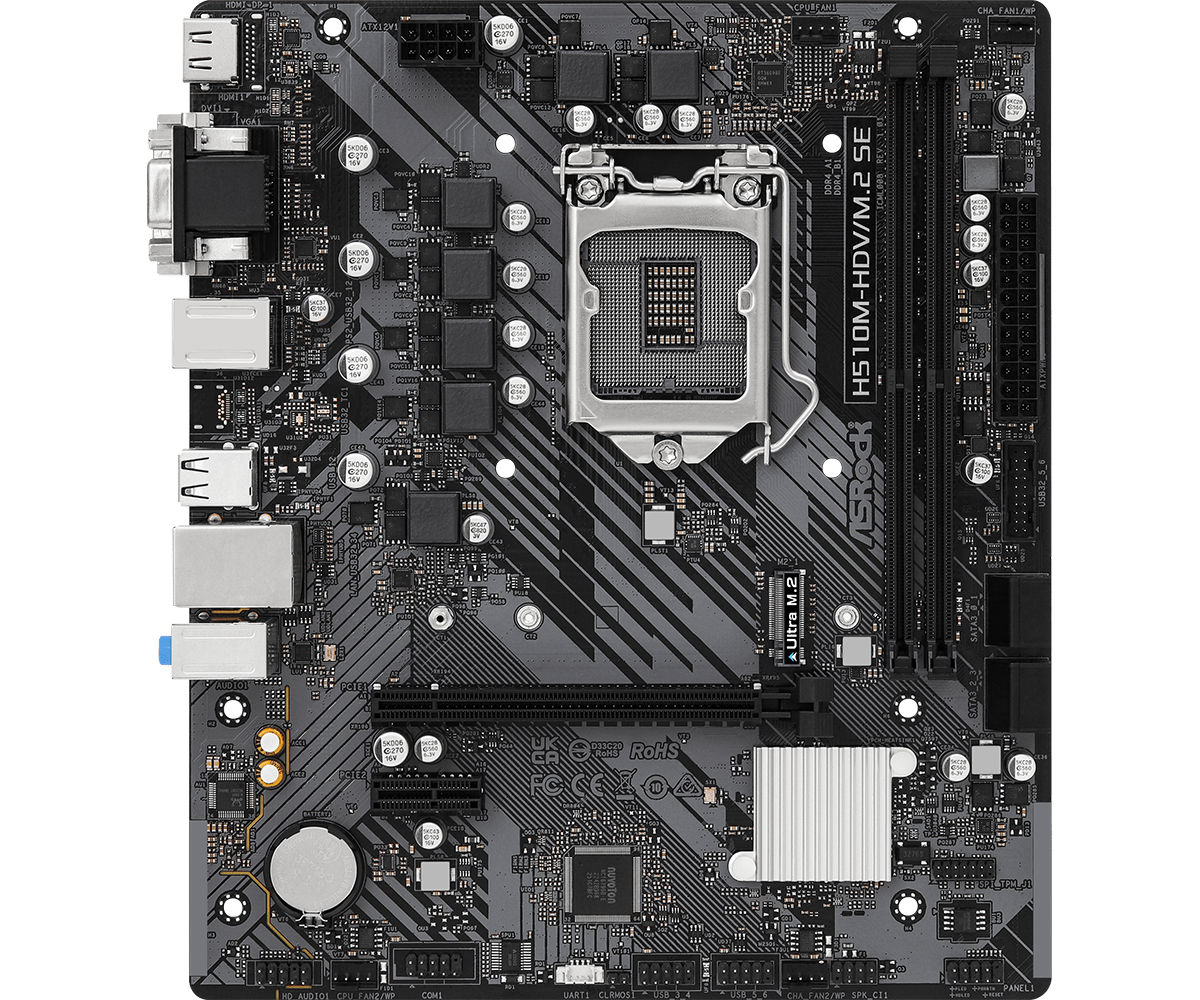 Дънна платка ASRock H510M-HDV/M.2 SE, LGA1200, DDR4, mATX - ASR-MB-H510M-HDV-M2-SE