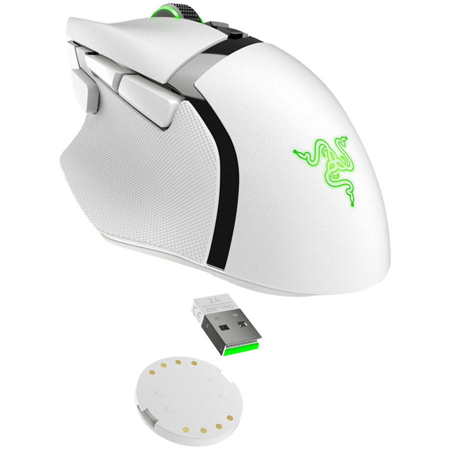Razer Basilisk V3 Pro White, Wireless Gaming Mouse, True 30000 dpi, Focus Pro 30K Optical Sensor - RZ01-04620200-R3G1