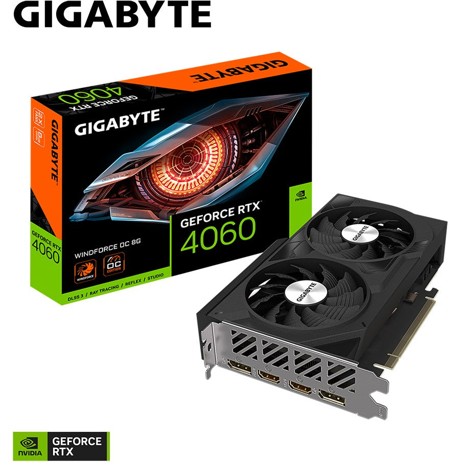 Gigabyte GeForce RTX 4060 WINDFORCE OC 8G NVIDIA 8 GB GDDR6 - (К) - GV-N4060WF2OC-8GD (8 дни доставкa)