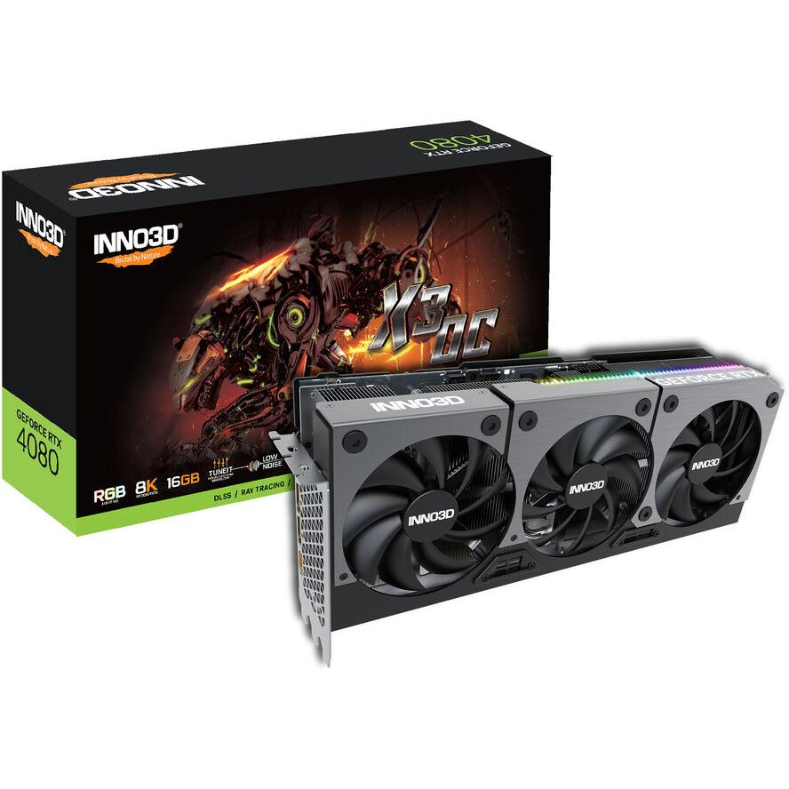 Inno3D RTX4080 X3 OC 16GB GDDR6X HDMI 3xDP - (A) - N40803-166XX-187049N (8 дни доставкa)