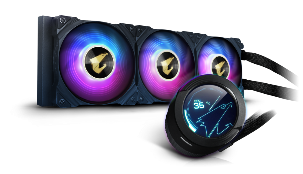Охлаждаща система Gigabyte AORUS WATERFORCE X 360, LCD Display, RGB - GA-GP-AORUS-WFX-360