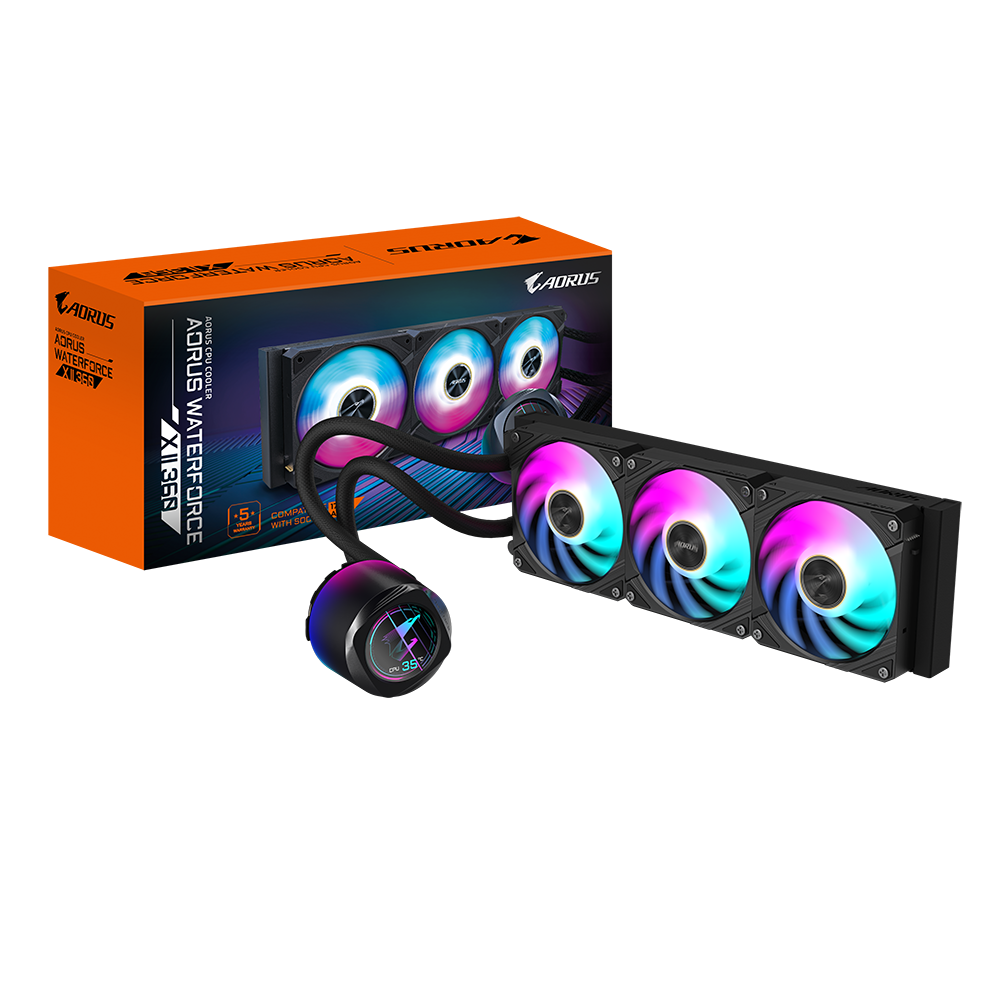 Охлаждаща система Gigabyte AORUS WATERFORCE X II 360 Black, LCD Display - GA-GP-AORUS-WFX-360-II-BL