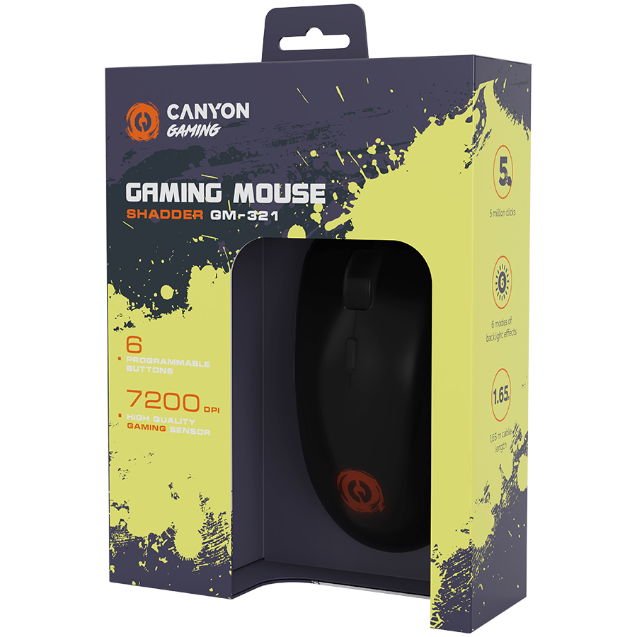 CANYON Shadder GM-321, Optical gaming mouse, Instant 725F, ABS material, huanuo 5 million cycle switch - CND-SGM321