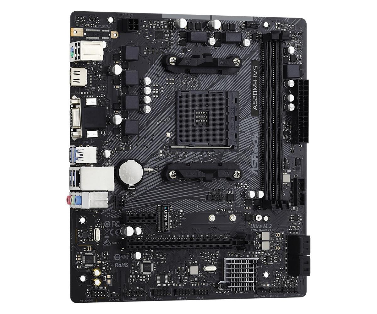 Дънна платка ASRock A520M-HVS, Socket AM4, mATX, 2xDDR4, M.2 NVMe - ASR-MB-A520M-HVS