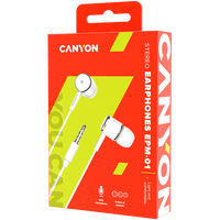 CANYON Stereo earphones with microphone, White - CNE-CEPM01W thumbnail 3