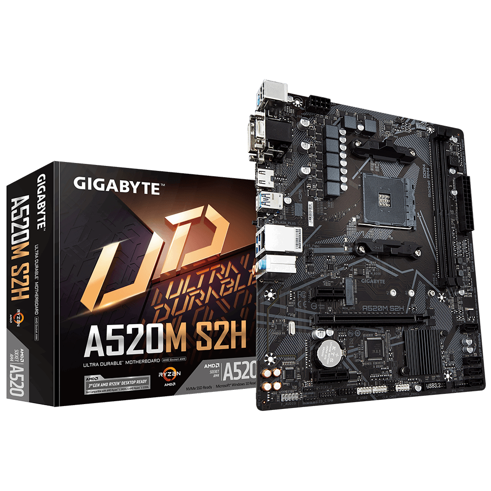 Дънна платка GIGABYTE A520M-S2H, Socket AM4, mATX, 2xDDR4, M.2 - GA-MB-A520M-S2H