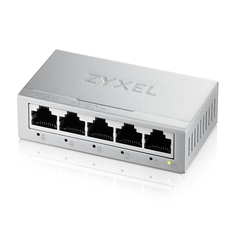 Суич ZYXEL GS-105B v5, 5 портов, Gigabit, метален корпус - GS-105BV5-EU0101F