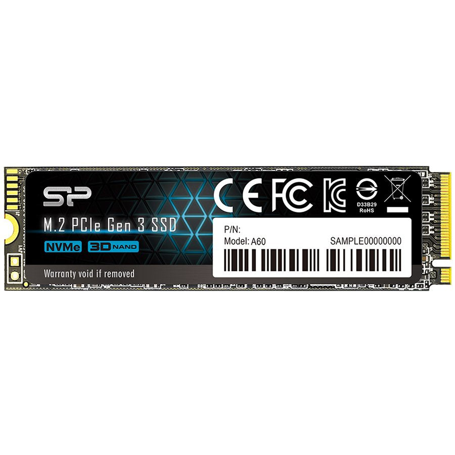 SILICON POWER A60 1TB SSD, M.2 2280, PCIe Gen3x4, SLC Cache, Read/Write: 2200/1600 Mb/s - SP001TBP34A60M28