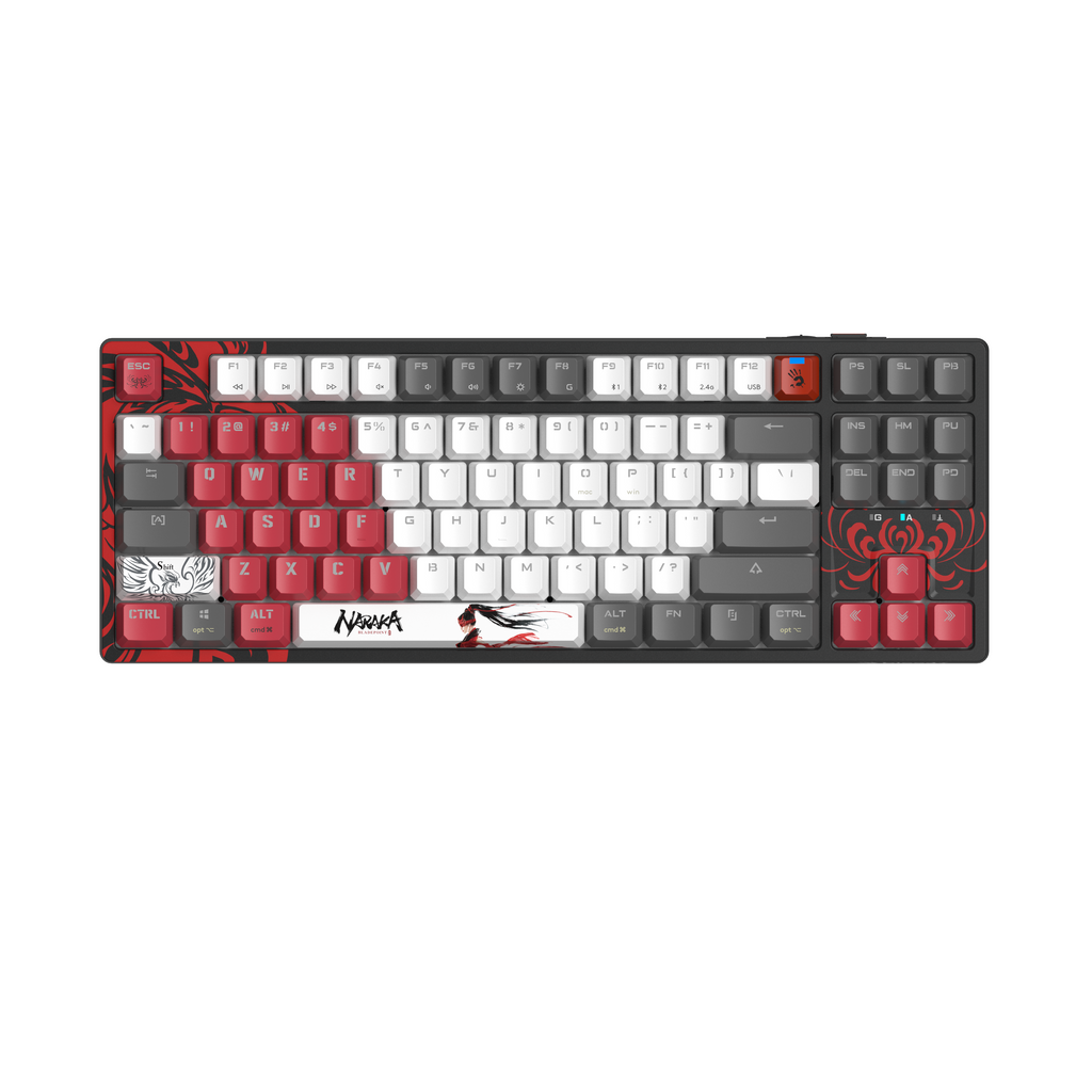 А4tech Геймърска безжична клавиатура Bloody Naraka S87 TKL Backlit Red Switch - A4-KEY-WS87-Naraka