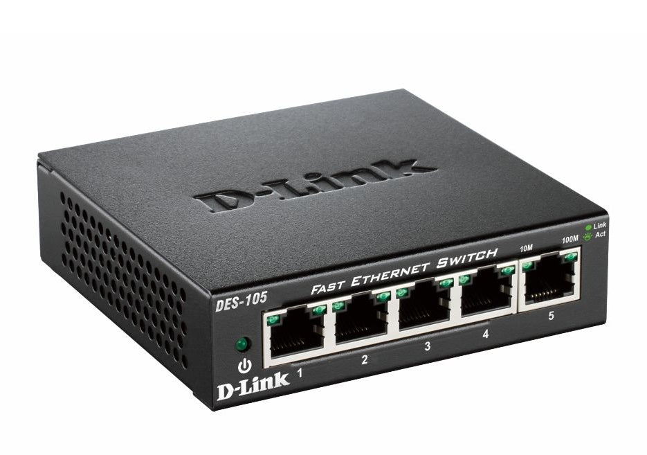 D-Link 5-port 10/100 Metal Housing Desktop Switch - DES-105