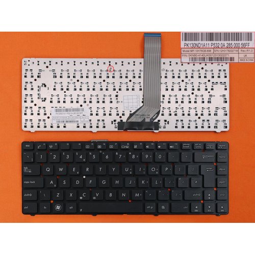 Клавиатура за лаптоп Asus A45A K45VM K45VS A85A Черна Без Рамка (Голям Ентър) / Black Without Frame UK