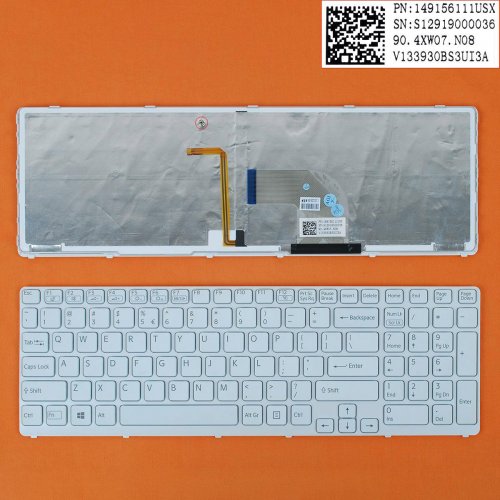 Клавиатура за лаптоп Sony Sve17 Бяла с Бяла Рамка с Подсветка / White Frame White With Backlit US/UK Type 2