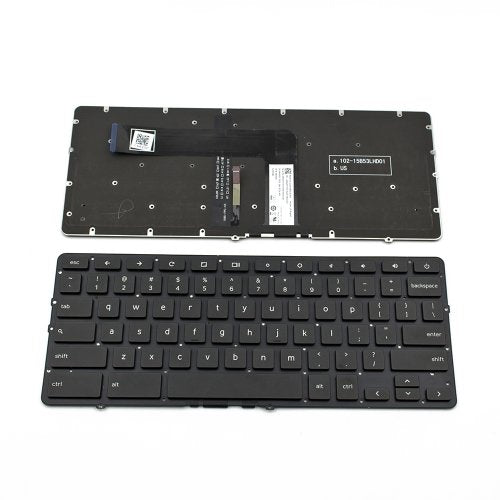 Клавиатура за лаптоп Dell ChromeBook 13-7310 Black Without Frame With Backlit US / Черна Без Рамка с Подсветка (Малък Ентър)
