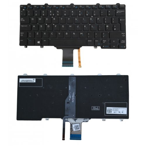 Клавиатура за лаптоп Dell Latitude E7250 Черна Без Рамка (Голям Ентър) с Подсветка / Black Without Frame UK With Backlit