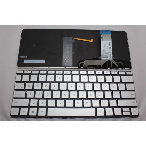 Клавиатура за лаптоп HP 13-V001XX 13-V011DX 13-V021NR Сребриста Без Рамка (Малък Ентър) с Подсветка / Silver Without Frame US With Backlit