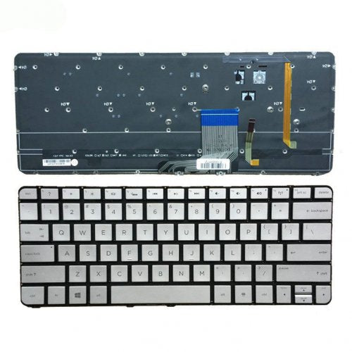 Клавиатура за лаптоп HP Spectre 13-3000 13-3040eg 13-3011ea Сребриста Без Рамка (Малък Ентър) с Подсветка / Silver Without Frame US With Backlit