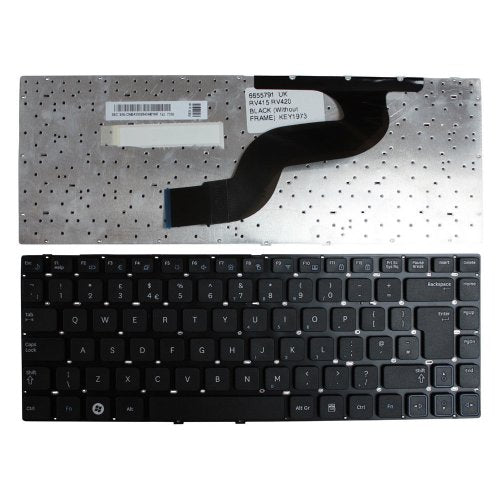 Клавиатура за лаптоп Samsung RV411 RV412 RV415 RV420 Черна Без Рамка (Голям Ентър) с Кирилица / Black Without Frame UK