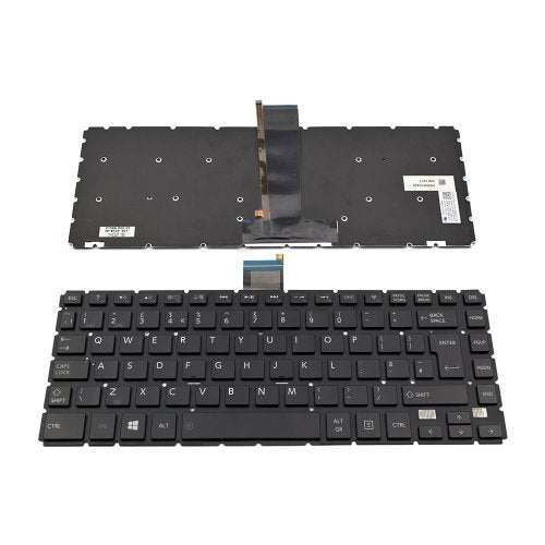 Клавиатура за лаптоп Toshiba Satellite E45T-B L40-B S40-B Черна Без Рамка (Голям Ентър) с Подсветка / Black Without Frame UK With Backlit