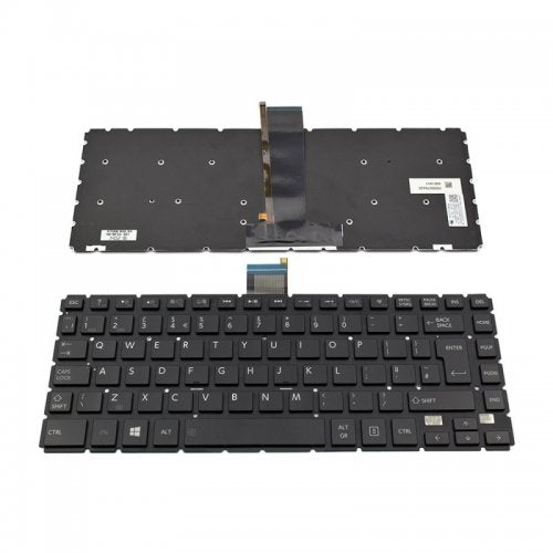 Клавиатура за лаптоп Toshiba Satellite E45T-B L40-B S40-B - Черна Лъскава Без Рамка с Подсветка (Малък Ентър)