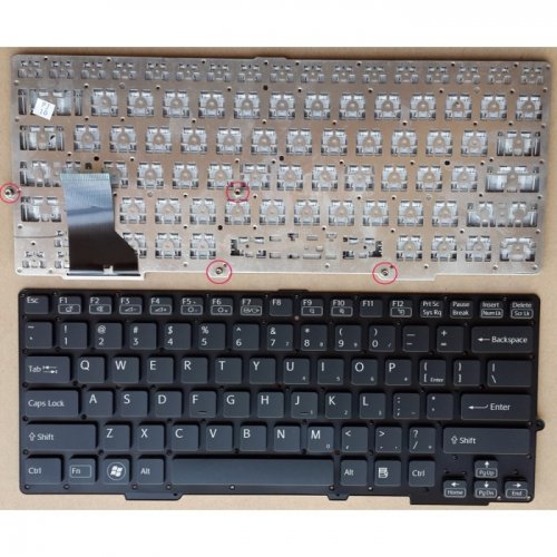 Клавиатура за лаптоп Sony Vaio SVE13 Черна Без Рамка с Малък Enter За модели с Подсветка