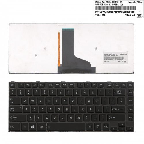 Клавиатура за лаптоп Toshiba L40-A Black Frame Black With Backlit / Черна с Черна Рамка с Подсветка
