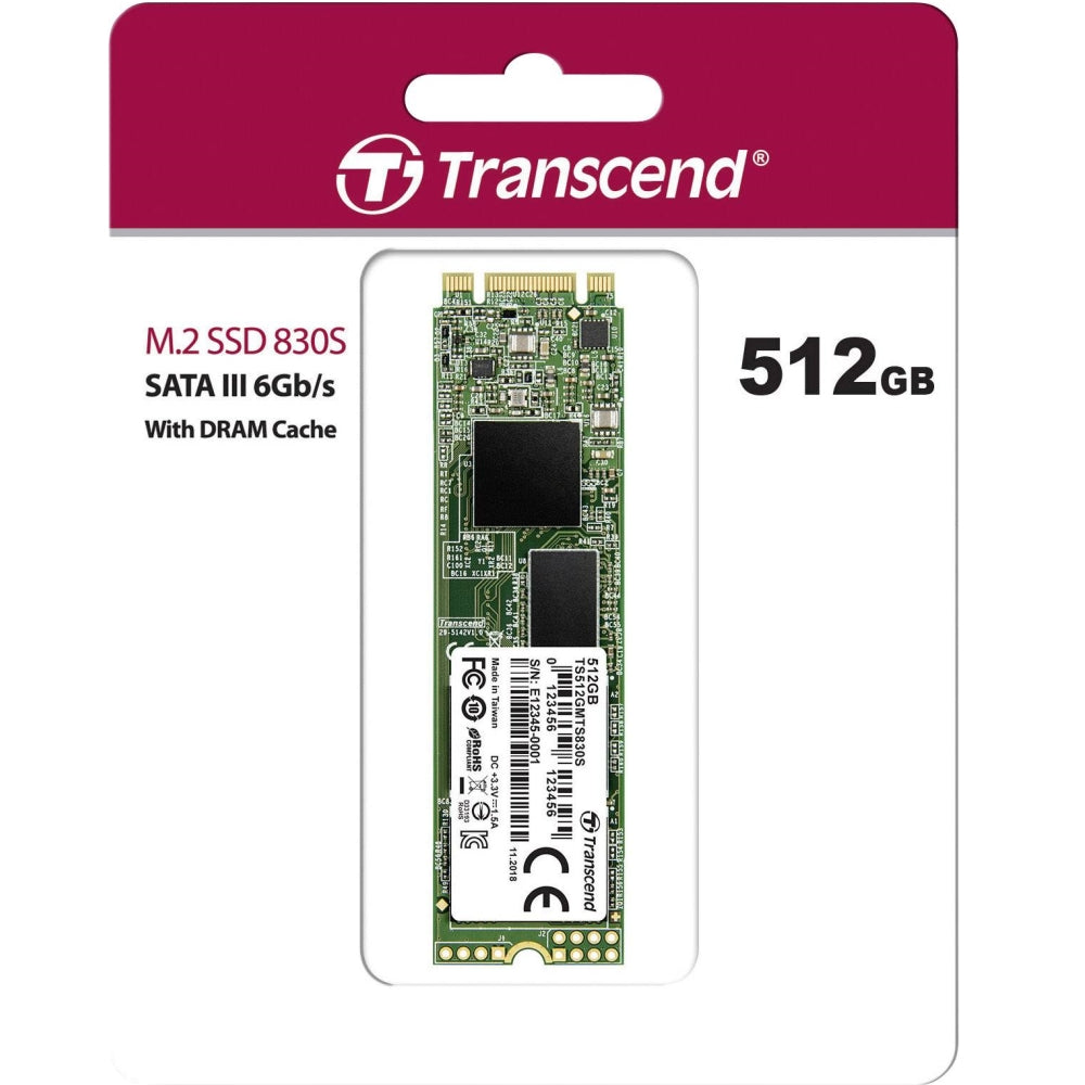 512GB Transcend , M.2 2280 SSD, SATA3 B+M Key, TLC