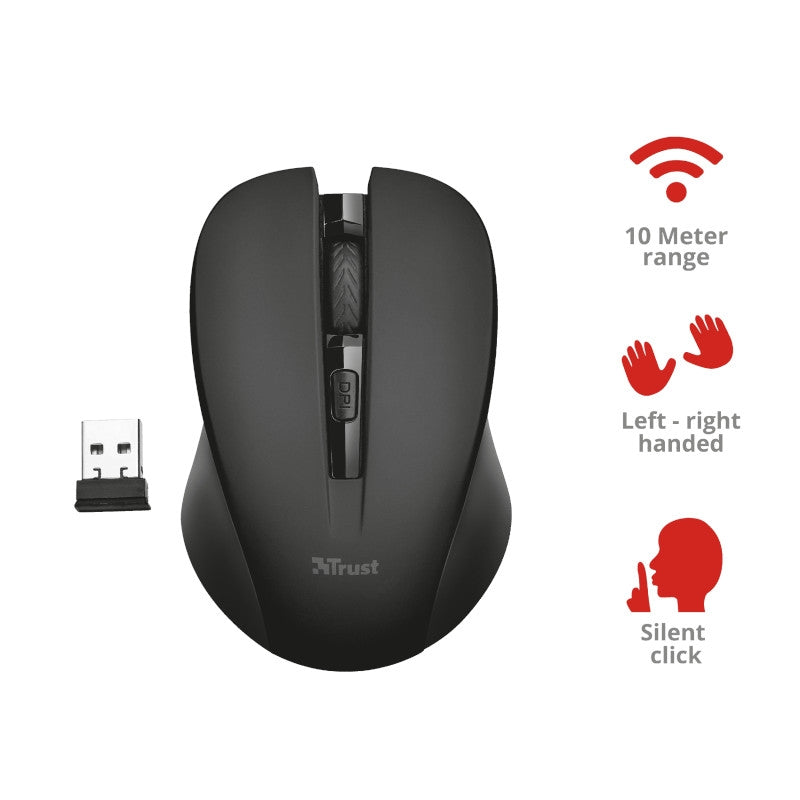 Мишка, TRUST Mydo Silent Wireless Mouse BLK