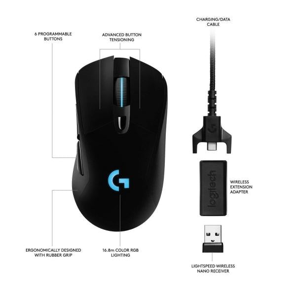 Мишка, Logitech G703 Wireless Mouse, Lightsync RGB, Lightspeed Wireless