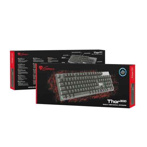Клавиатура, Genesis Mechanical Gaming Keyboard Thor 300 Green Backlight Outemu Blue Switch Us Layout