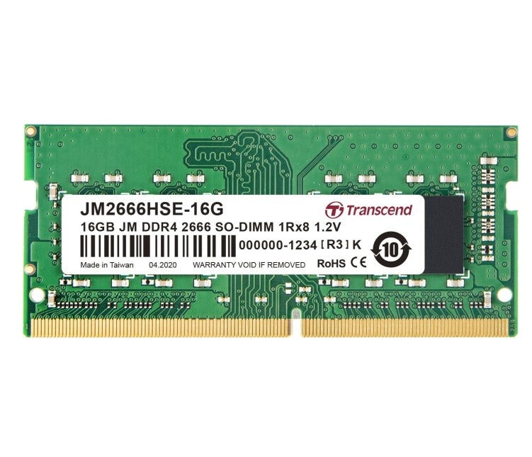 Памет Transcend 16GB JM DDR4 2666Mhz SO-DIMM 1Rx8 2Gx8 CL19 1.2V