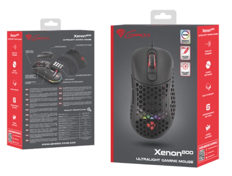 Мишка, Genesis Ultralight Gaming Mouse Xenon 800 16000 dpi RGB Black