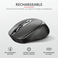 Мишка, TRUST Zaya Wireless Rechargeable Mouse Black thumbnail 5