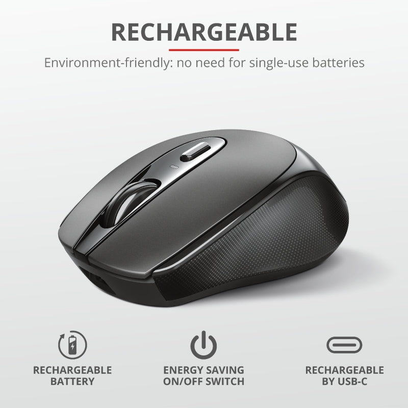 Мишка, TRUST Zaya Wireless Rechargeable Mouse Black