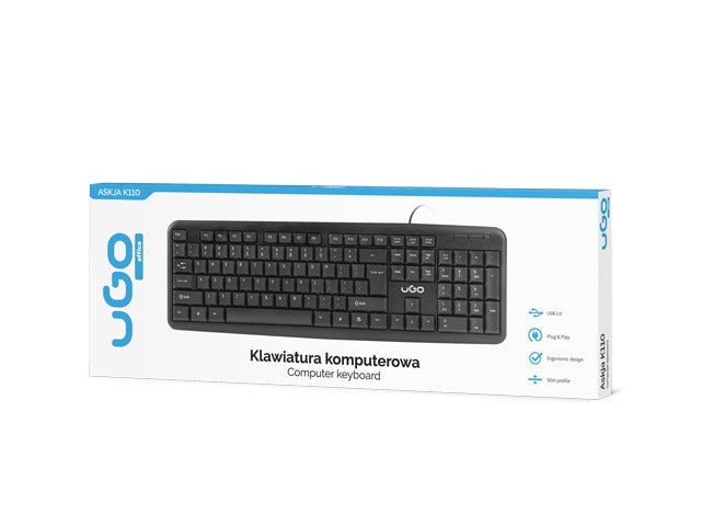 Клавиатура, uGo Keyboard Askja K110 US Layout Wired