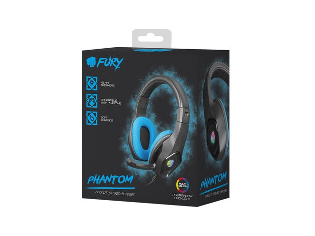 Слушалки, Fury Gaming Headset Phantom Black-Blue