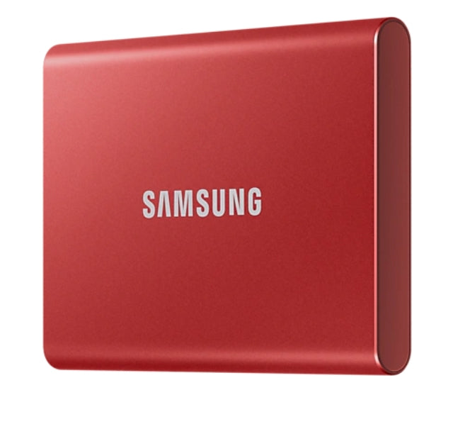 500GB Samsung Portable SSD T7 , USB 3.2, Read 1050 MB/s Write 1000 MB/s, Metallic Red