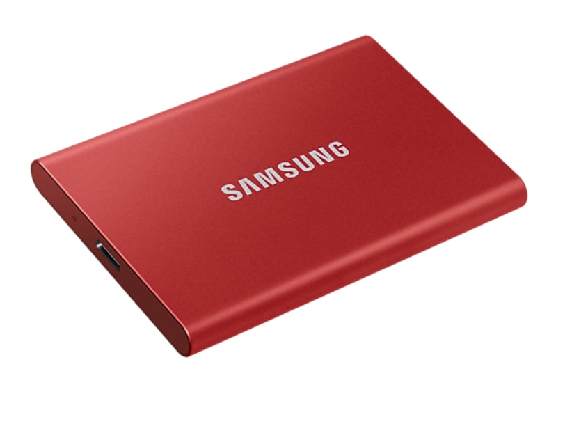 500GB Samsung Portable SSD T7 , USB 3.2, Read 1050 MB/s Write 1000 MB/s, Metallic Red