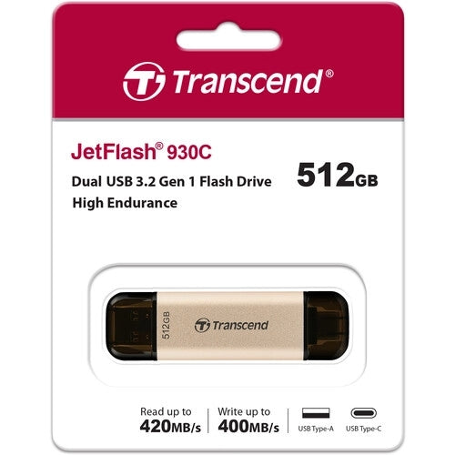 Памет, Transcend 512GB, USB3.2, Pen Drive, TLC, High Speed, Type-C