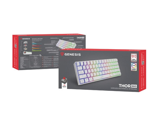 Клавиатура, Genesis Mechanical Gaming Keyboard Thor 660 Wireless RGB Backligtht Gateron Red White